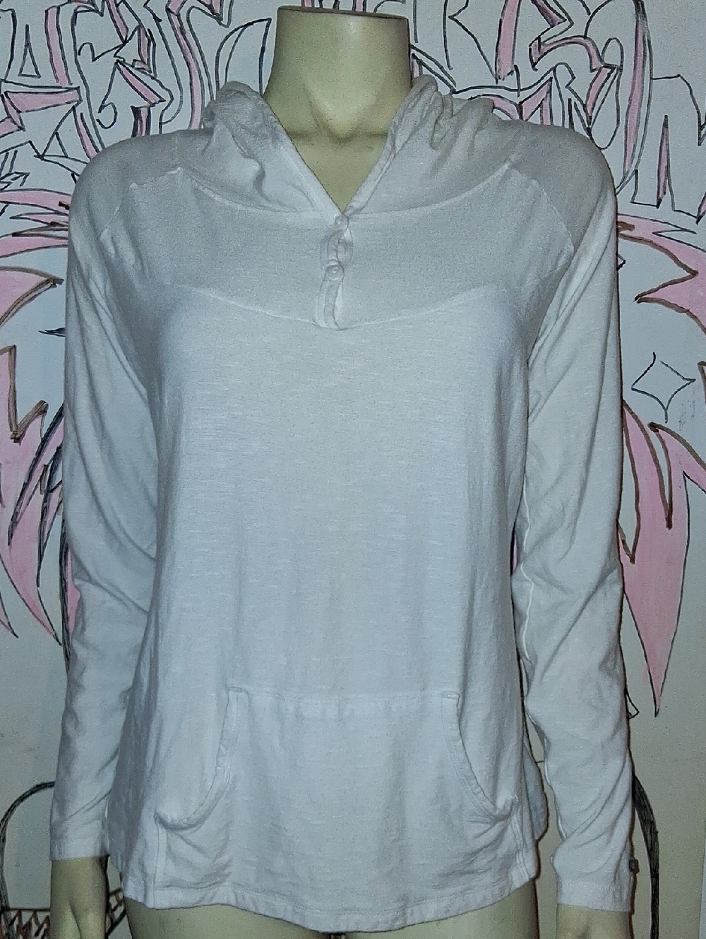 Columbia White Hooded Long-Sleeve Pullover